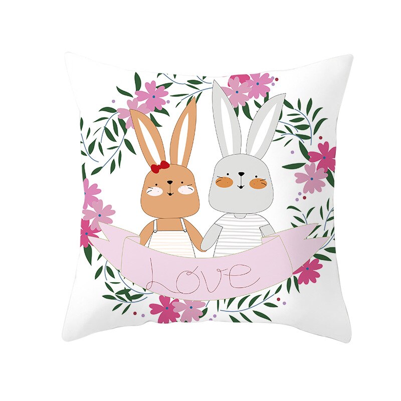 Kids Kussen Print Pasen Leuke Konijn Print Kussen 45*45Cm Case Polyester Sofa Auto Kussen Cover Home Decor funda Rechthoekige: 7