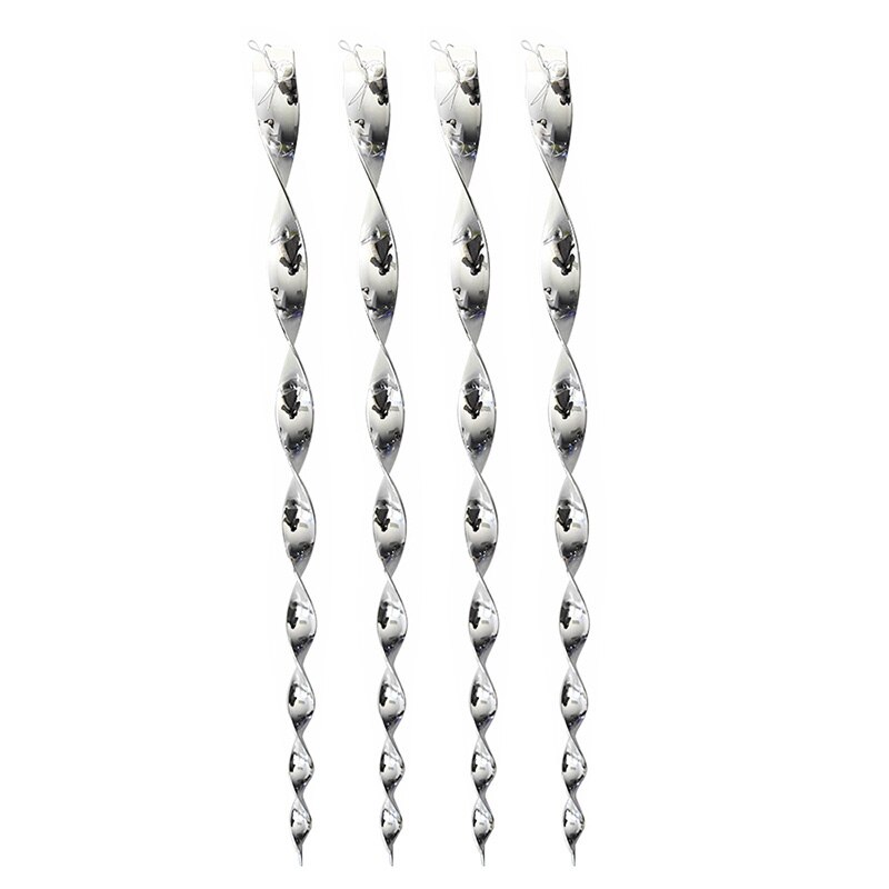 4Pcs Hanging Protect Crop Deterrent Repellent Pigeons Reflective Safe Bird Scare Rod Garden Spiral Outdoor Portable: silver-50CM