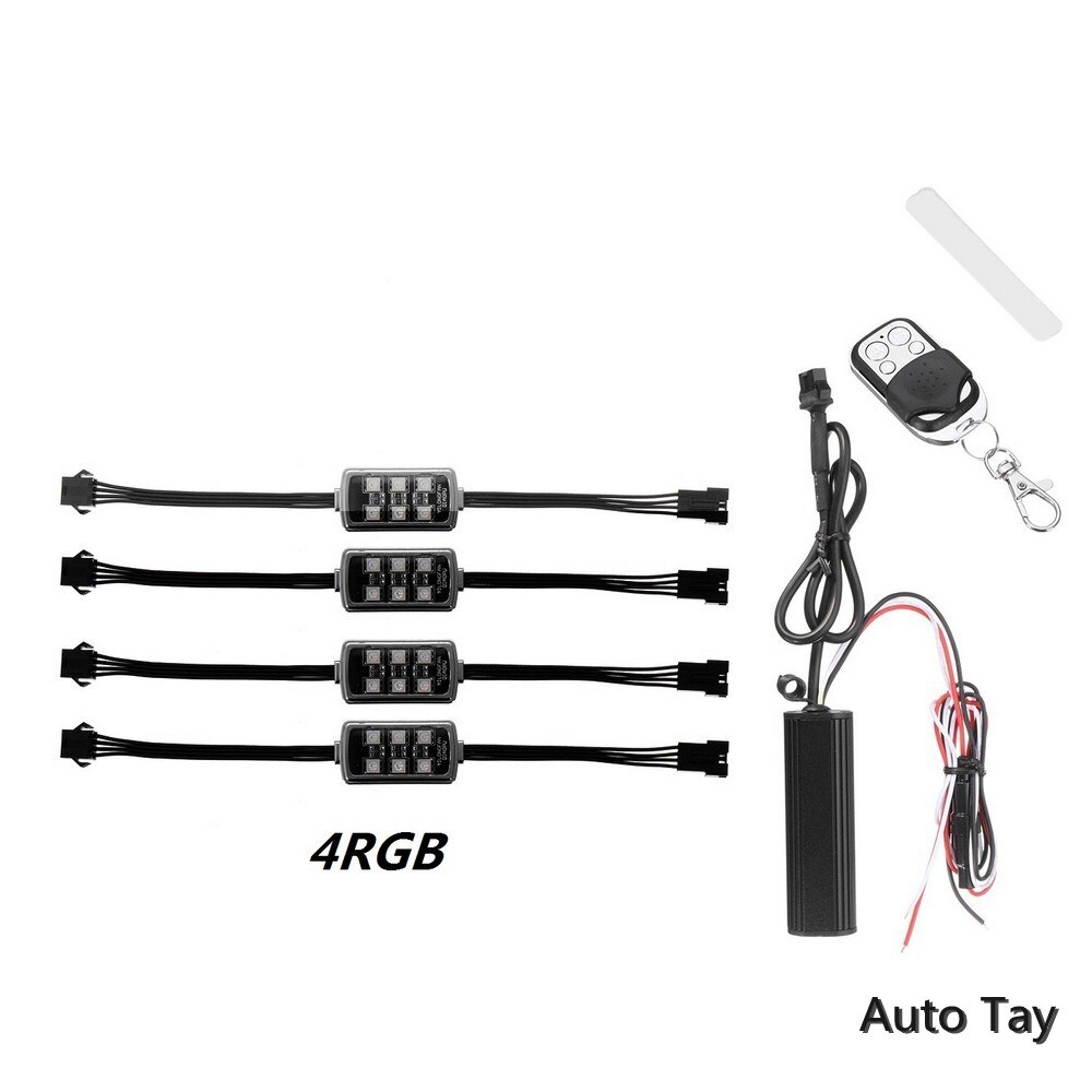 LED Smart Brake Lights Motorcycle Car Atmosphere Light With Wireless Remote Control Moto Decor Strip Lamp Kit 4/5/6/8/10/12RGB