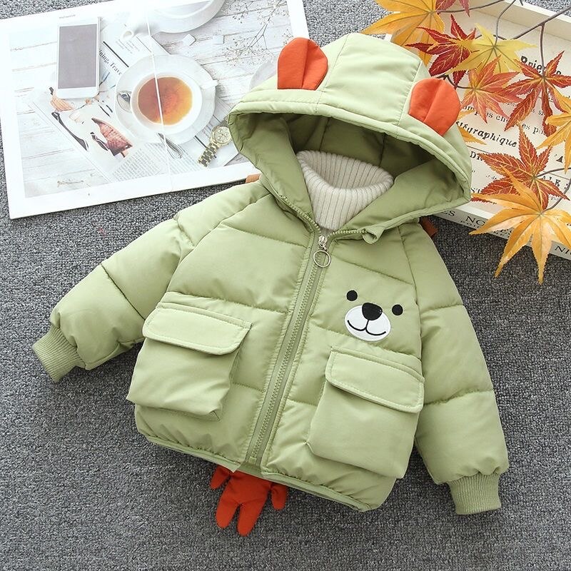 Jongens En Meisjes Down Parka Cartoon Dikke Fluwelen Bovenkleding Voor Baby 0-5 Jaar Oude Kinderen Leuke Winter Warm jas Hooded Kleding