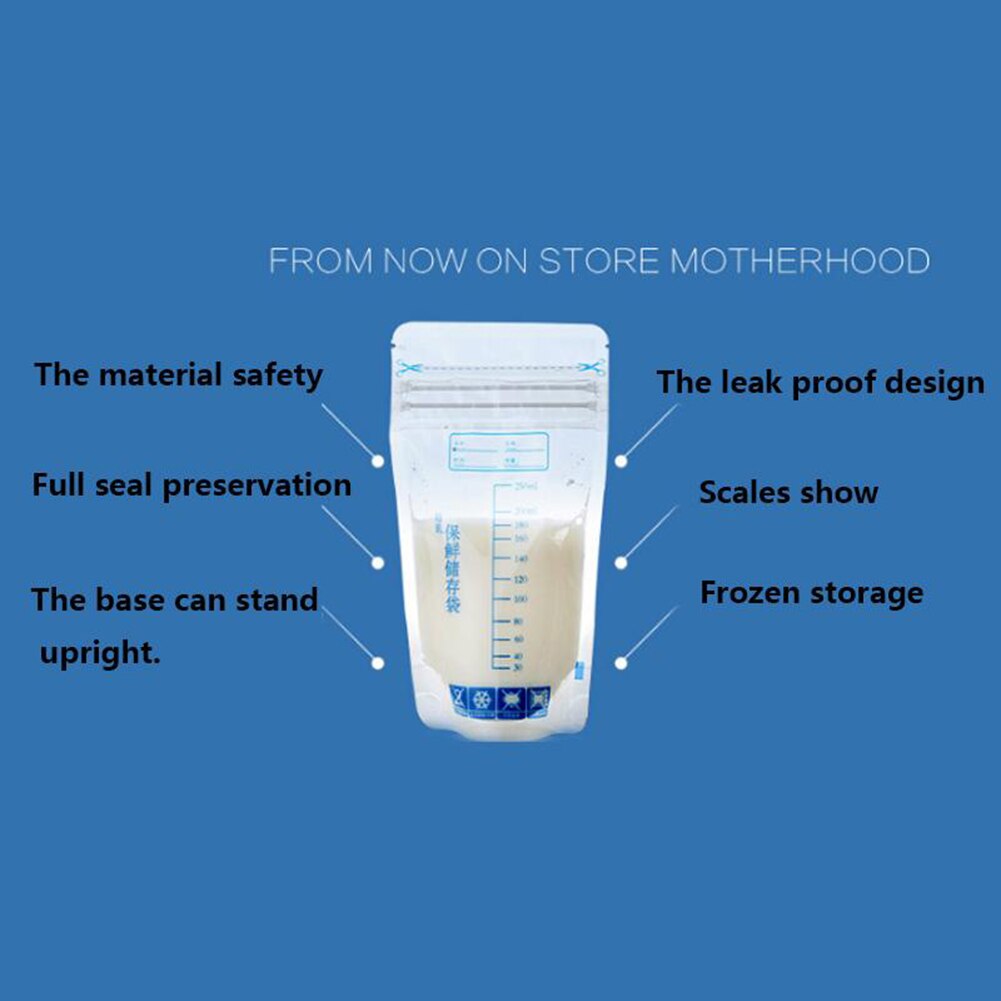 30 PCS 250ML Safe Food Storage Bags Breast Milk Freezer Bags Baby Breast Milk Storage Bag Liquid Breast Milk Storage Bags