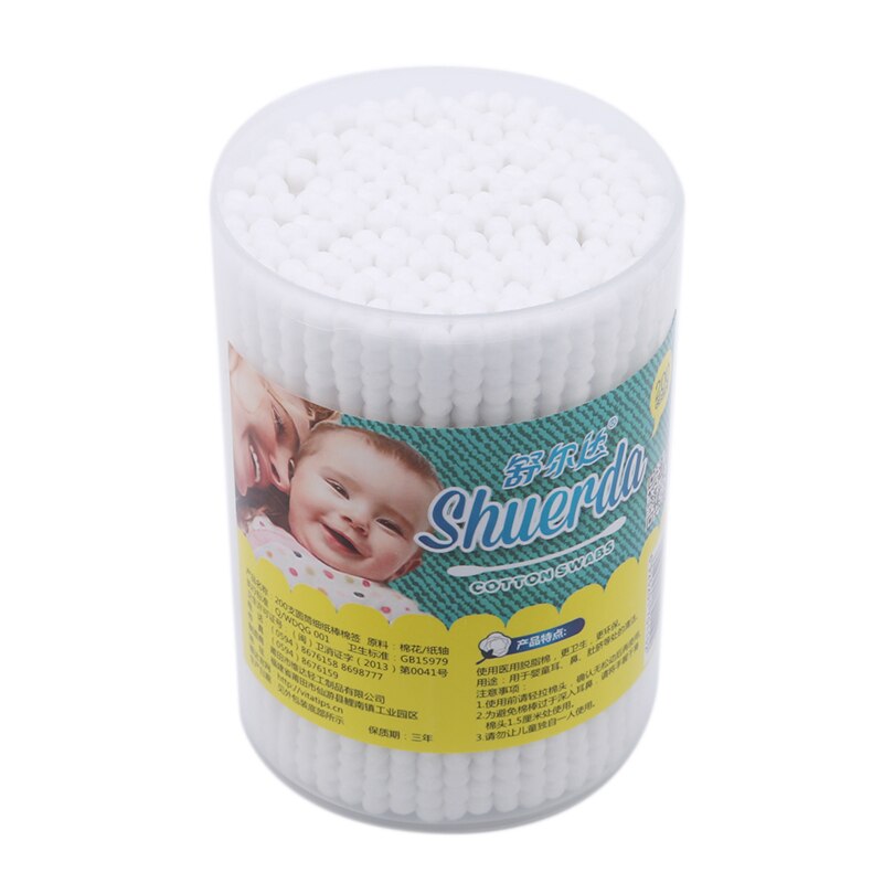200 Pcs Fijn Papier Stok Dubbele Schroef Wattenstaafje Baby Veiligheid Wattenstaafjes Baby Schoon Oren Gezondheid Tampons: Default Title