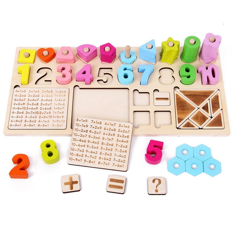 Wooden Toys Preschool Learn To Count Geometric Shape Cognition Matching Baby Early Education Teaching Aids Math Toy: Default Title