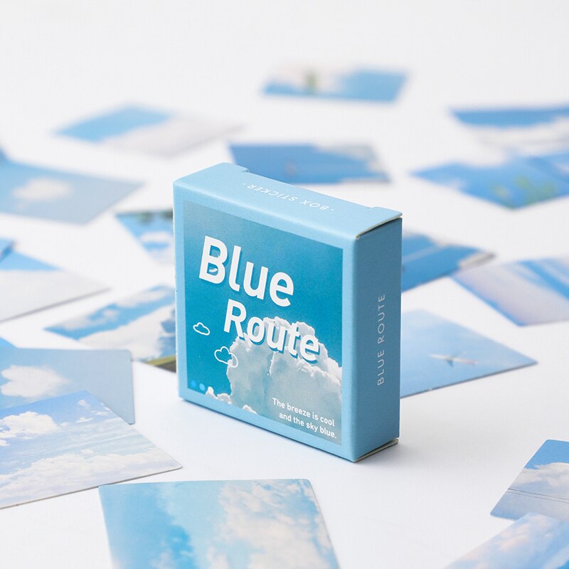 46Pcs/Box Scenery Blue Cloud Sticky Pattern Scrapbooking Diary Journal Decorative Stickers Sticky Note Aesthetic Laptop Stickers