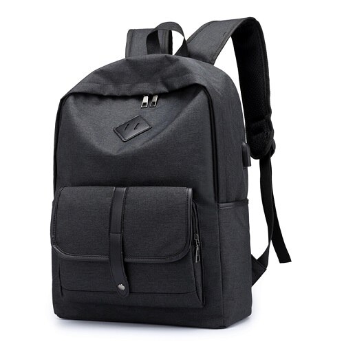 Preppy Style USB Charging Students Backpack Oxford Men School Bags Teenager Boys Laptop Bag Travel Large Capacity Backpacks: black