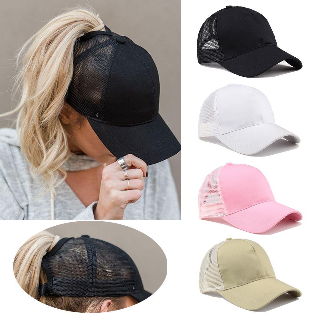 Tennis Cap Women Sport Hat Summer Messy Bun Mesh Hats Adjustable Sport Running Cycling Caps for