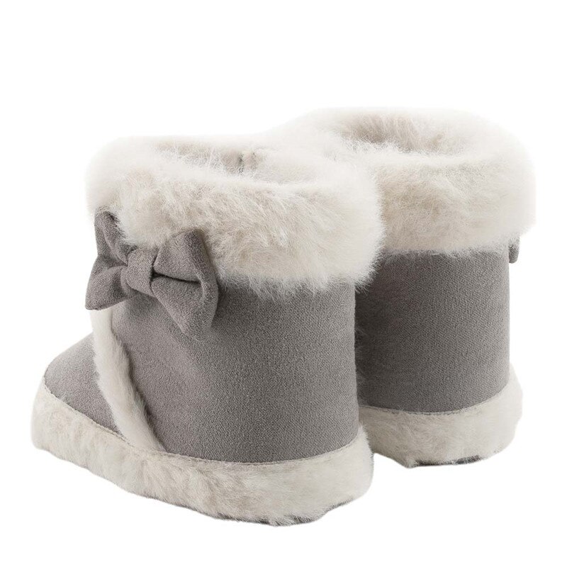 Bebê inverno botas de neve sola macia antiderrapante quente tornozelo botas com guarnição de pele do falso e arco bebê inverno algodão botas quentes