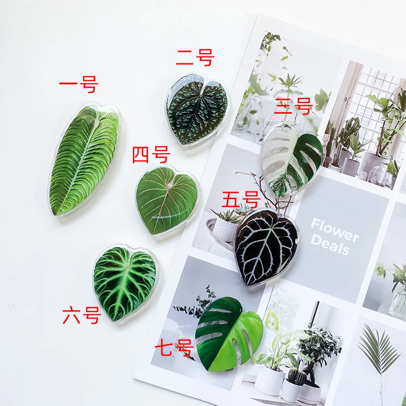 Simulation Leaves Phone Expanding Stand And Grip On Desk CellPhone Holder Finger Ring Support Foldable Phone Holder Plant