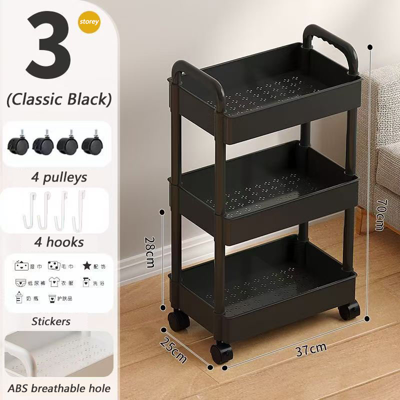 Trolley Rack Kitchen Floor Bedroom Multi-Layer Baby Snacks Mobile Bathroom Bathroom Storage Storage Rack: Yellow