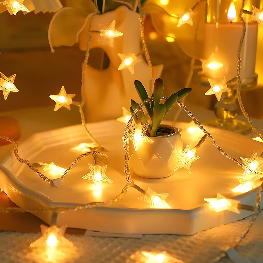 LED-Stern-Lichterkette, USB/batteriebetrieben, Lichterkette, Weihnachtsgirlande für Party, Hochzeit, Zuhause, Terrasse, Dekoration Ich bin Freien