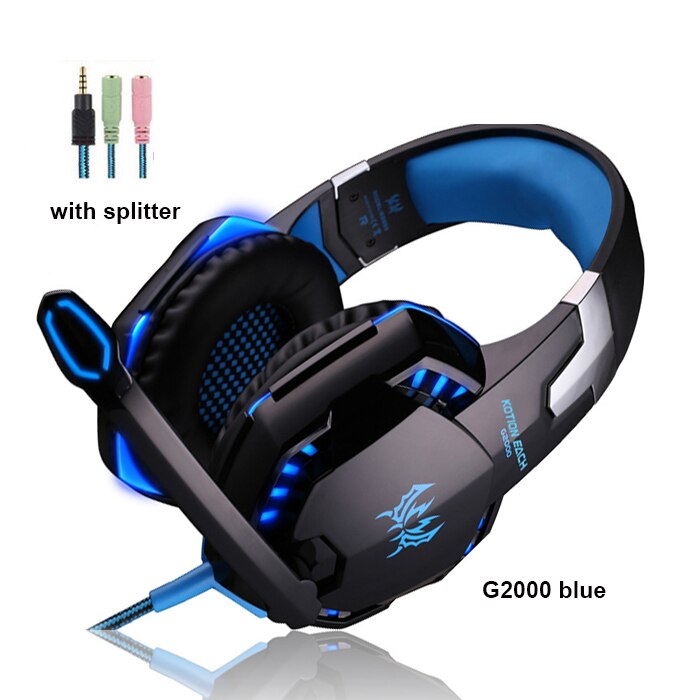 Kotion Elke G2000 G4000 Gaming Headsets Game Oortelefoon Headset Stereo Hoofdtelefoon Met Microfoon Voor Pc Gamer Met Doos: G2000 blue cable