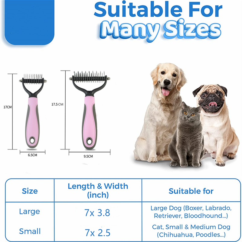Hair Removal Comb for Dogs Cat Detangler Fur Trimming Dematting Brush Grooming Tool For matted Long Hair Curly Pet
