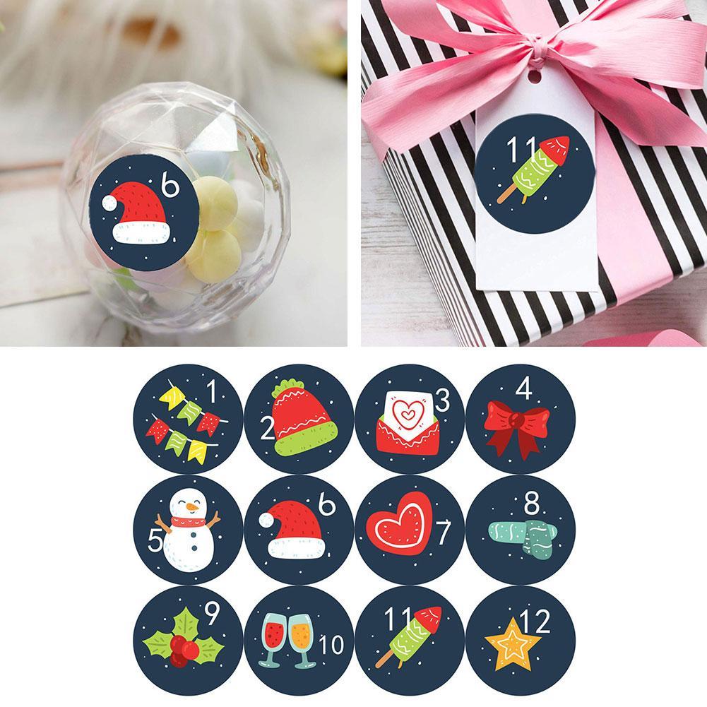 Number Paper Stickers Merry Christmas Stickers Advent Calendar Multi-Function DIY Packaging Labels Decor Supply