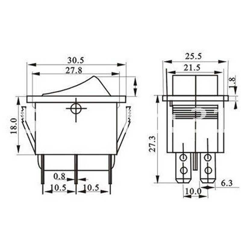 2pcs momentary rocker switch 6 flat pins,double sides spring return to middle after released