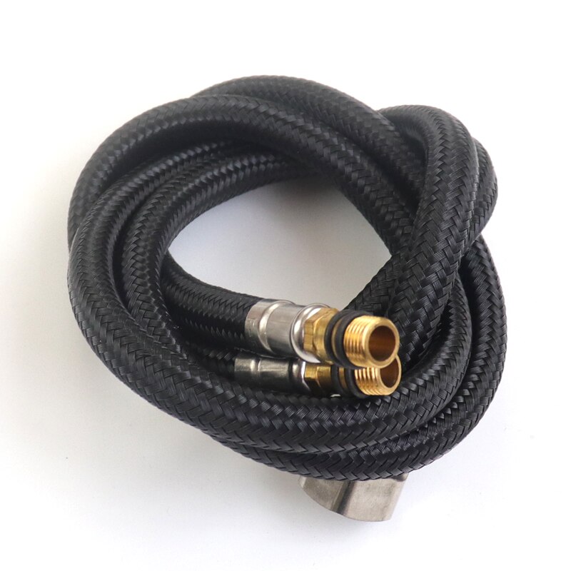 Tuyau Flexible en Nylon noir pour robinet de cuisine et plomberie, mélangeur d'eau chaude et froide, accessoires de salle de bains, 3/8 "Manguera1/2"