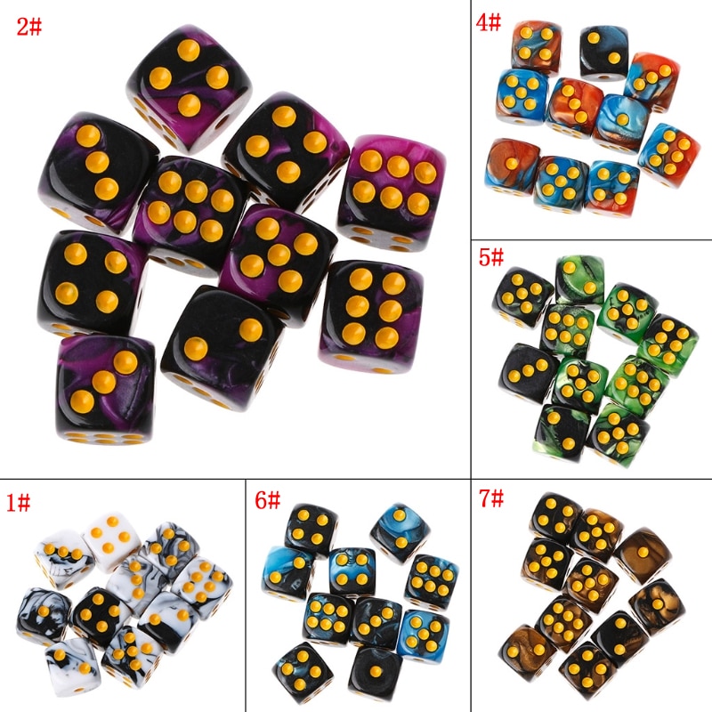 10pcs Six Sided 12mm Transparent Cube Round Corner Portable Table Playing Games #20/26W