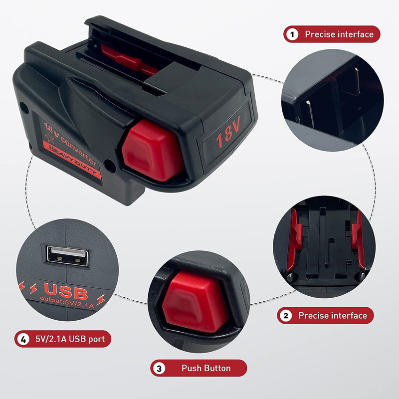 M18 v 18 batteriadapterkonverter til milwaukee 18v litiumionbatteri til milwaukee  v18 18v ni-cd-batteri (med usb-havn)