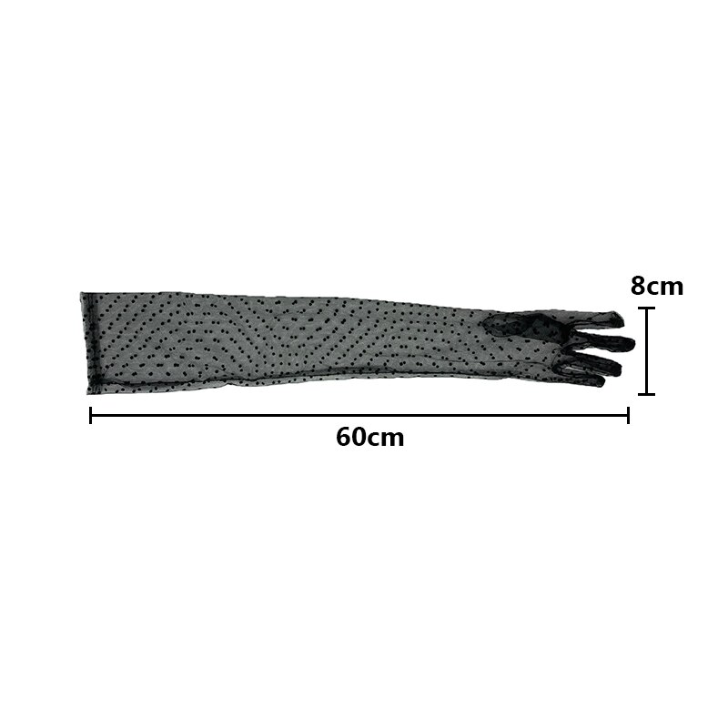 Gants longs en dentelle et Tulle, 1 paire de mitaines en maille, extensibles, Anti-UV, à pois blancs/noirs, pour fête de mariage,