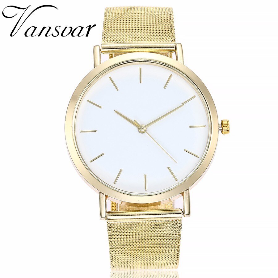 Vansvar Mode Vrouwen Crystal Rvs Analoge Quartz Horloges Vrouwen Armband Horloge Relogio Feminino: Gold