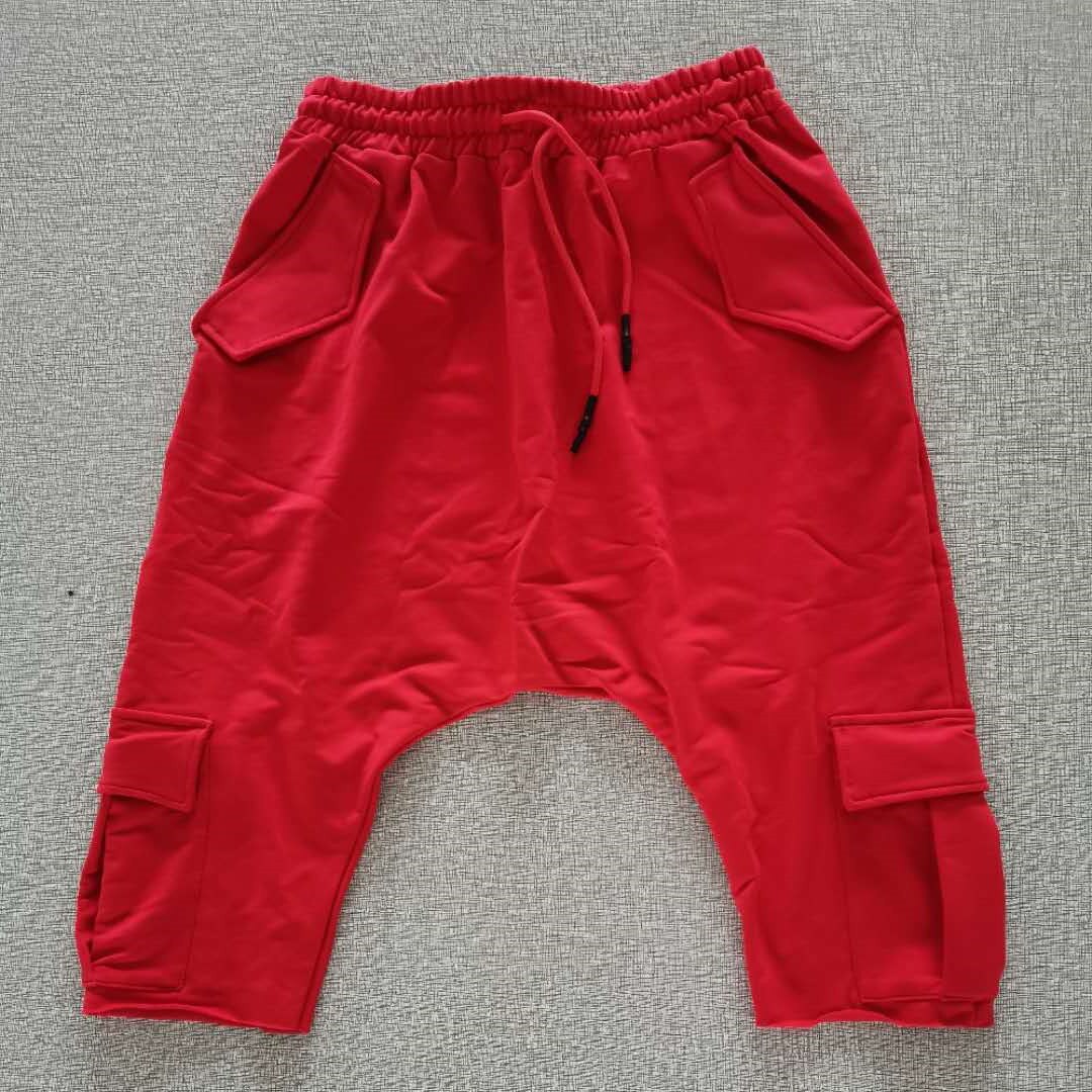 Calça masculina folgada, nova moda hip-hop, calça estilo europeu e americano, cor sólida, esportiva casual, com corte de harlan