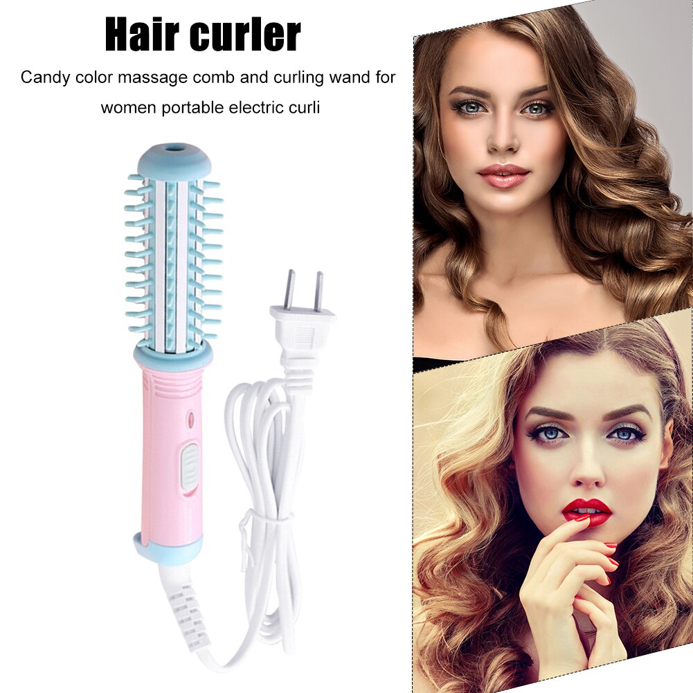 2 in 1 Mini Electric Hair Curler Roller Curling Iron Brush Rotating Hair Styling Tools Travel Hair Curler Comb