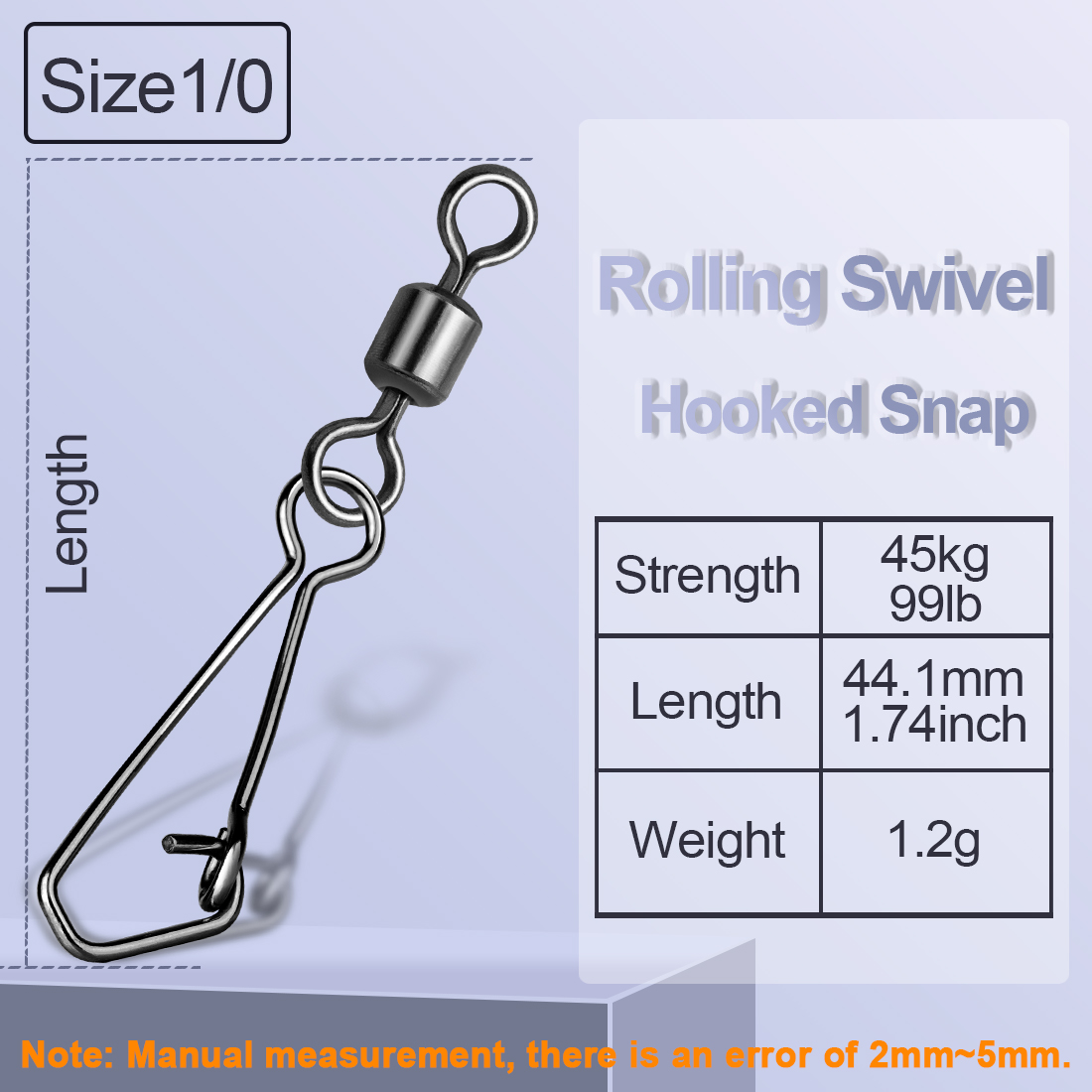 FishTrip Rolling Swivel with Hooked Snap Fishing Swivel Snap with Carabiner Stainless Steel Fishing Connector: 10 / light yellow