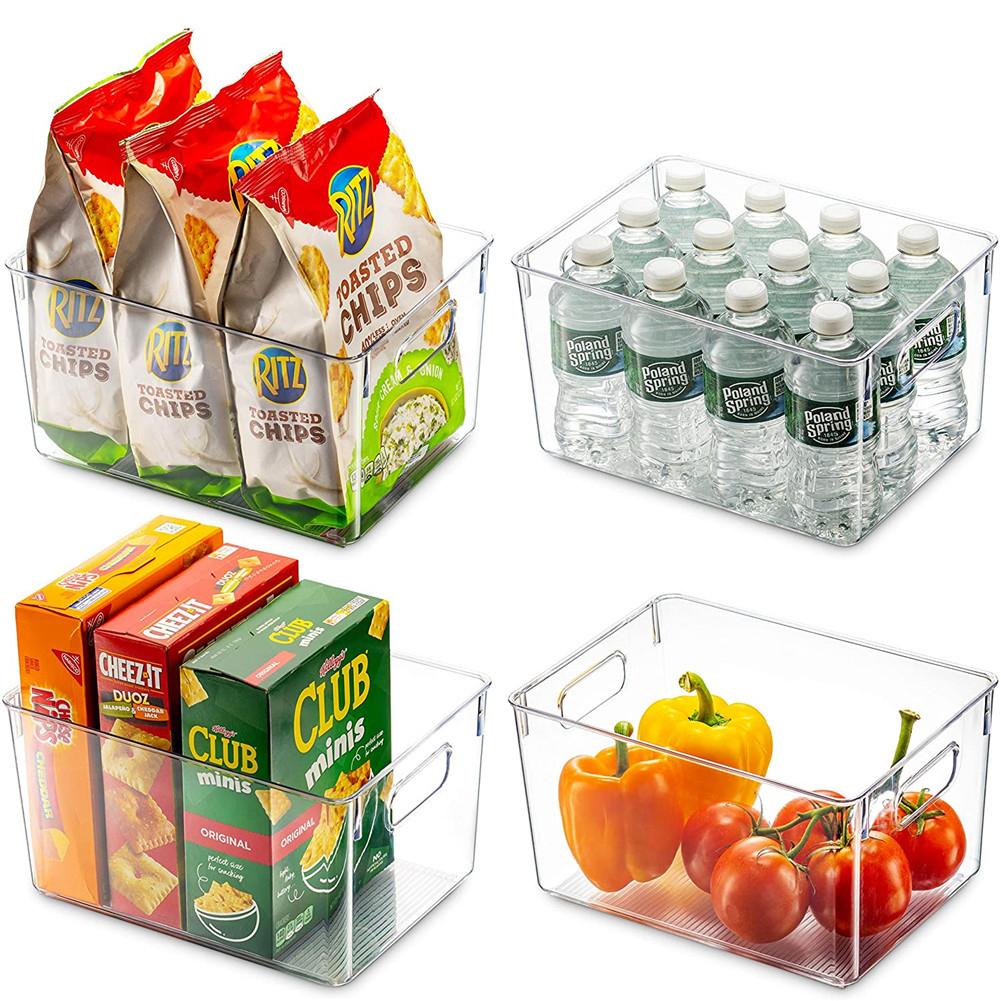 Kitchen Food Storage Organizer Household Clear Pantry Plastic Containers Box For Countertops Cabinets Refrigerator Freezer