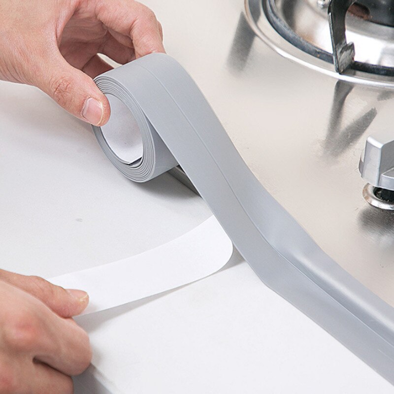 Køkkenvask vandtæt mærkat tape pvc meldug-bevis badeværelse bordplade vandholdende strimmel selvklæbende vaskemærkater
