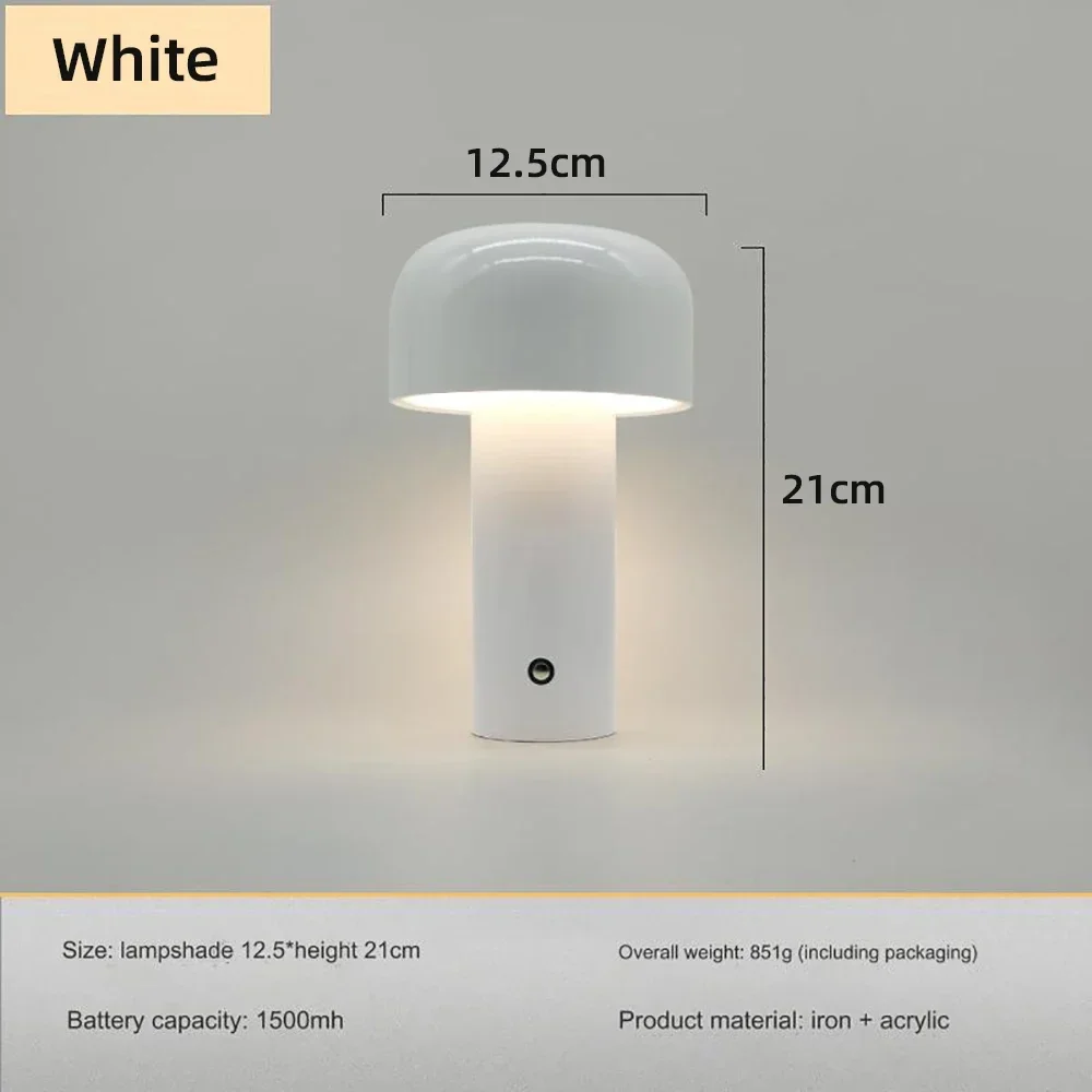 Italienische Pilz Tischlampe Tragbare Drahtlose berühren Wiederaufladbare Nachtlampe USB Schreibtischlampe Schreibtisch Dekoration Schlafzimmer Nachtlicht: Licht Grau
