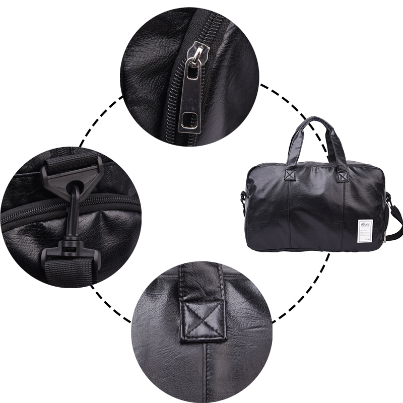 Men Travel Duffle Bag Women Travel Hand Luggage Bag PU Leather Waterproof Sports Gym Bag Large Capacity Weekend Handbag