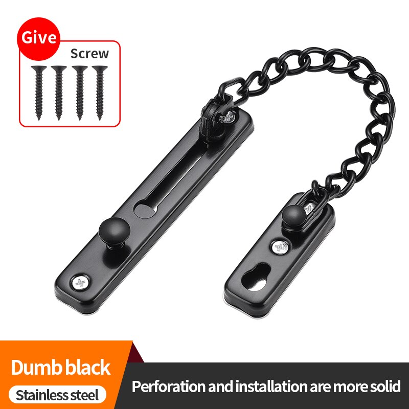 JZPENG anti-theft chain door chain home door latch door lock anti-theft lock security lock door lock anti-lock pin punch-free: Punch black
