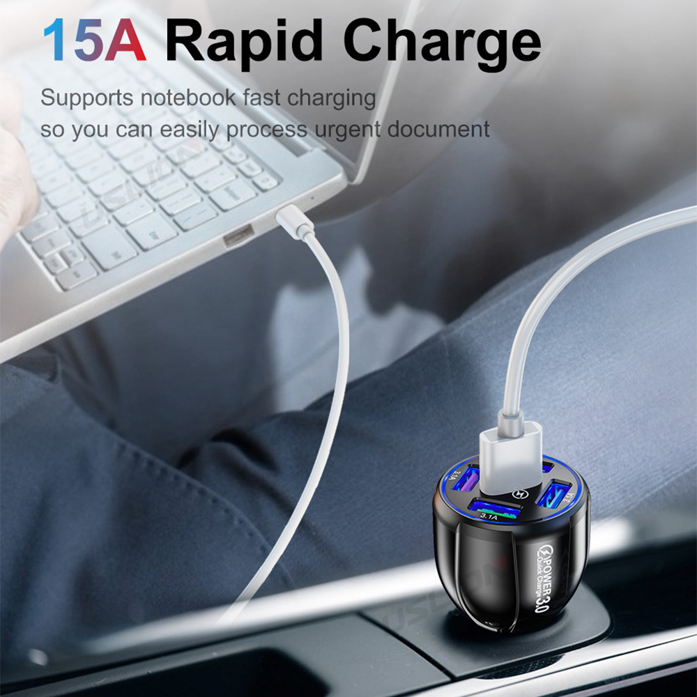 15a 5 -kfz-ladeadapter mit schnellladefunktion und led-anzeige für iphone 13, 12 xr samsung, xiaomi und huawei mobiltelefone