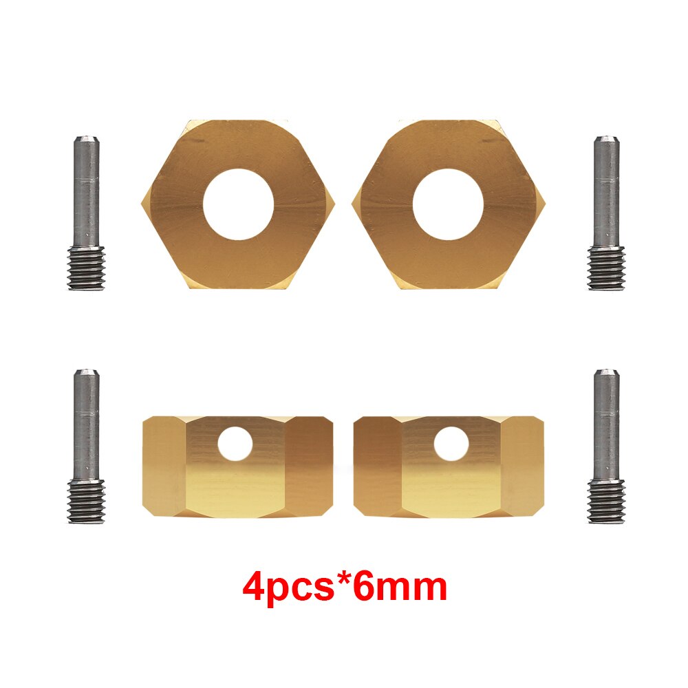 INJORA 12MM rozszerzona koło klątwa cięższe mosiężny adapter 4 sztuk dla gąsienica RC osiowe SCX10 III AXI03007 Capra 1.9 UTB AXI03004: SCX10 III mosiądz 6mm