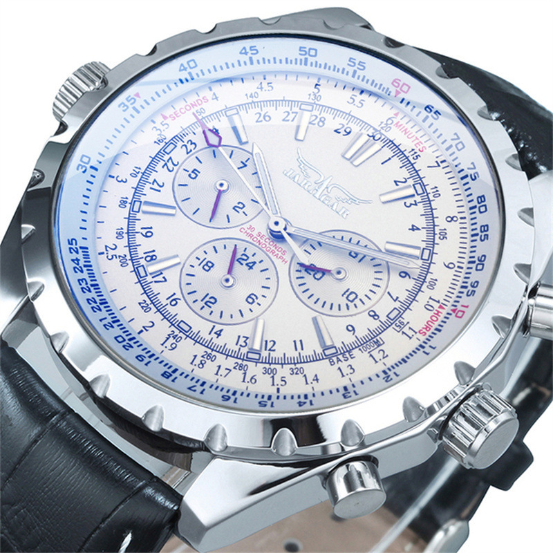JARAGAR Mechanische Uhr Für Männer Luxus Uhr Große Zifferblatt Kalender Woche Display Leuchtende Edelstahl Männer Uhr Reloj Hombre: Kaffee