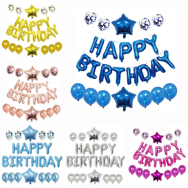 Gelukkige Verjaardag Brief Ballonnen Rose Goud Zilver Folie Alfabet Ster Hart Ballon Meisje Jongen Verjaardagsfeestje Decoratie Baby Shower