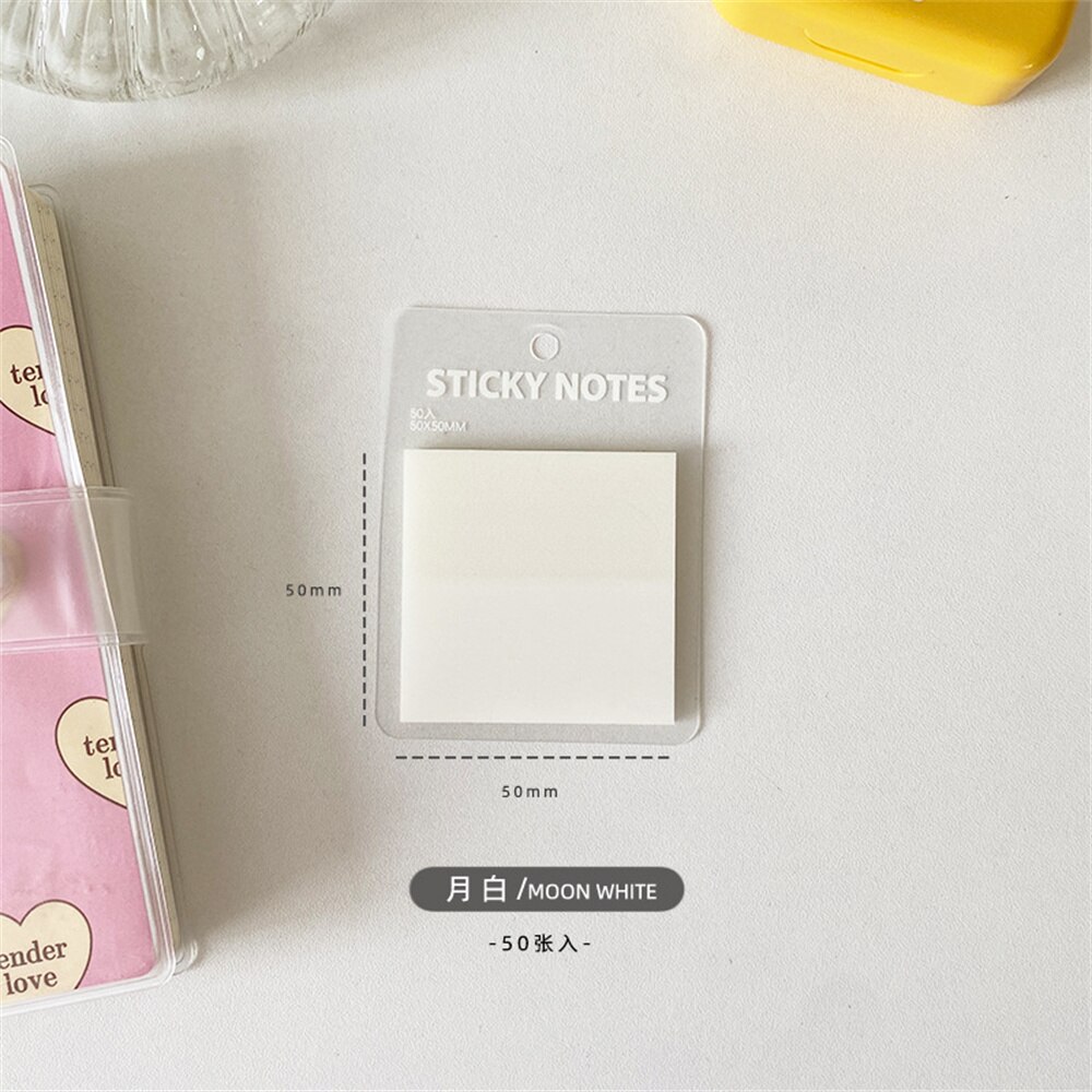 50sheets Translucent Memo Pad Sticky Notes Message Notepad DIY Scrapbooking Decorations To Do List School Office Supplies: white