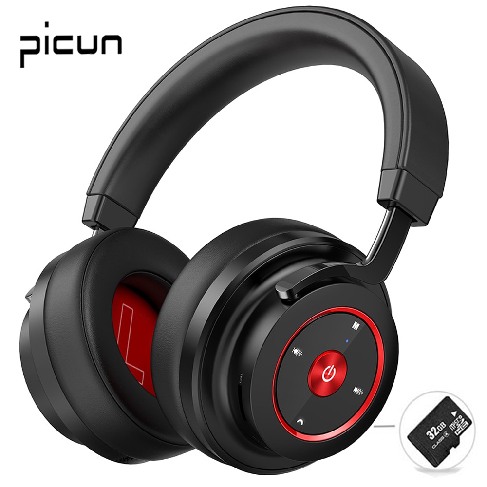 Picun P20-auriculares, inalámbricos por Bluetooth 5,0, auriculares estéreo con Monitor plegable con micrófono para DJ, soporta tarjeta TF