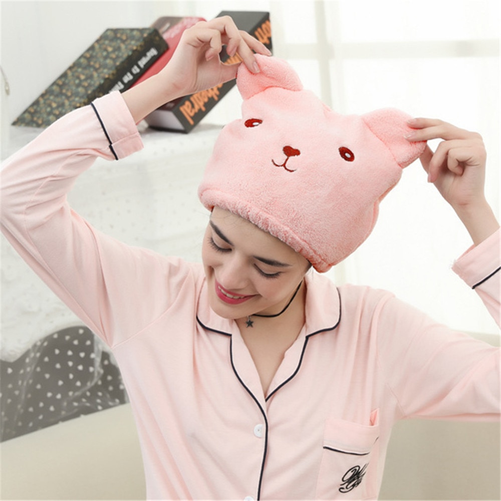 Mooie Beer Drogen Handdoek Bad Douche Quick Droog Haar Hoed Cap Microfiber Na Douche Gewikkeld Handdoek Haardrooginrichtingen Wrap Handdoek