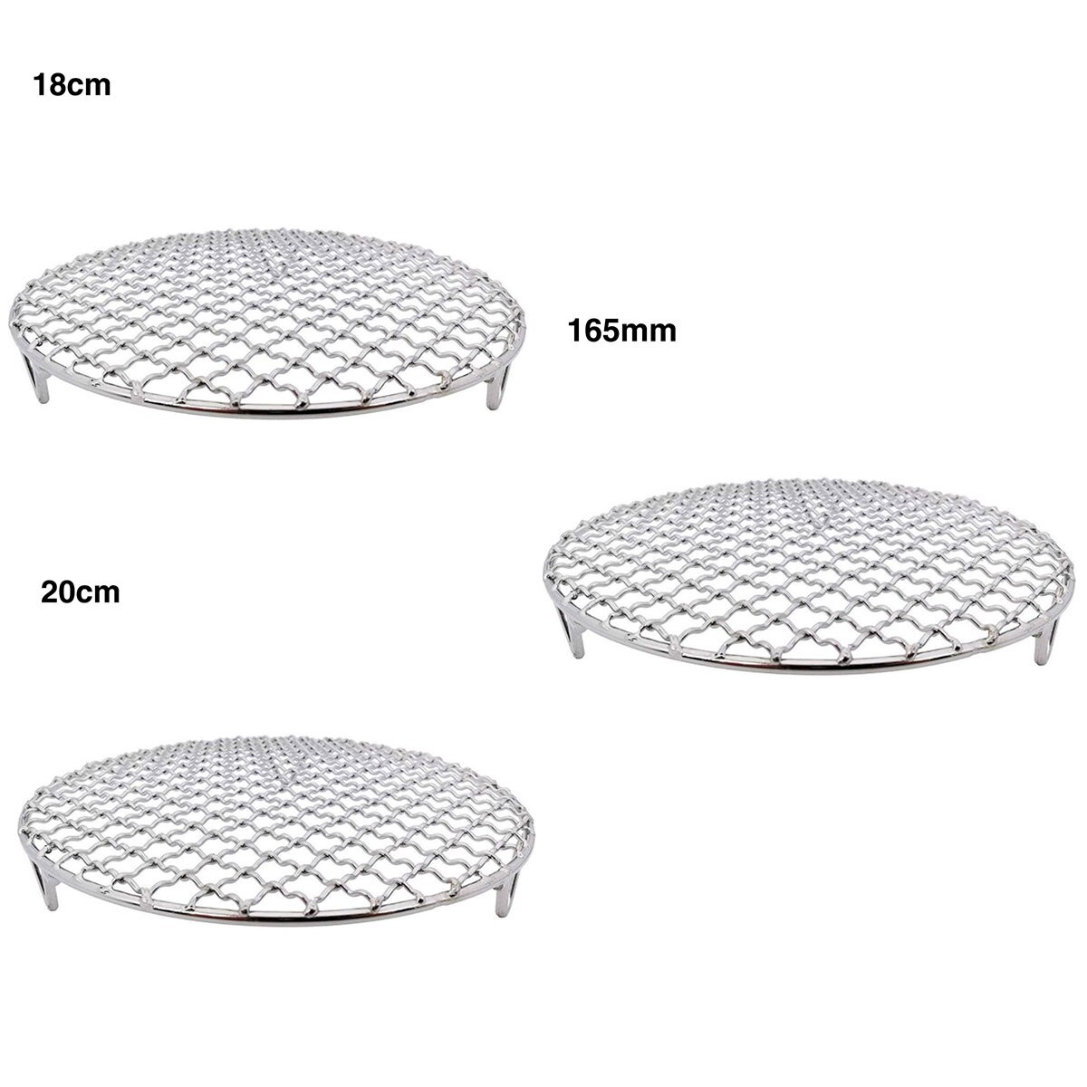 Kitchen Multi-Purpose Cooking Grate Baking Net 304 Stainless Steel Steamer Round Barbecue Grill Cross Wire Steam Rack with Legs