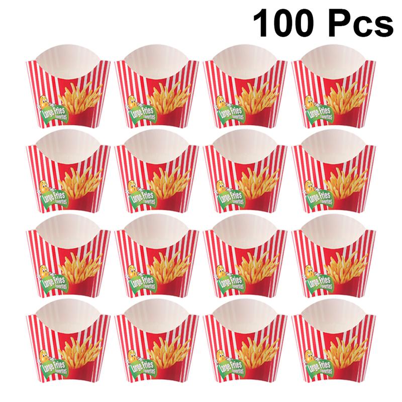 100 stk snack papirbeholdere pommes frites boks bærbar madkasse æske snack emballage forsyninger til hjemmebutik