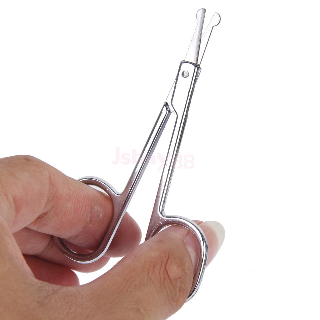 Mini recto bigote removedor de vello de la nariz de tijera Trimmer seguridad punta redonda, oído, nariz Trimmer para los hombres afeitado maquinilla de afeitar