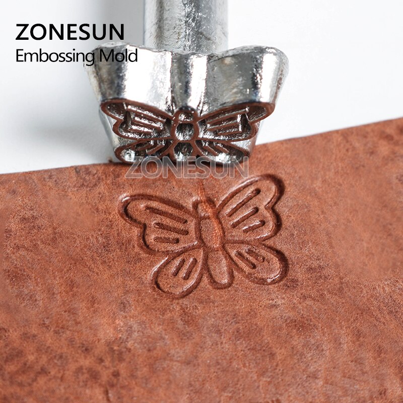 ZONESUN-kit de grabado en cuero, herramientas para tallar cuero, sellos para manualidades, estampación de artesanía en cuero, Impresión de Metal sólido