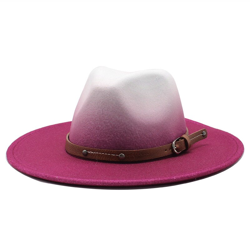 Imitation Woolen Women Men Ladies Fedoras Top Hat Jazz Caps European American Round Caps Bowler Hats: Rose Pink
