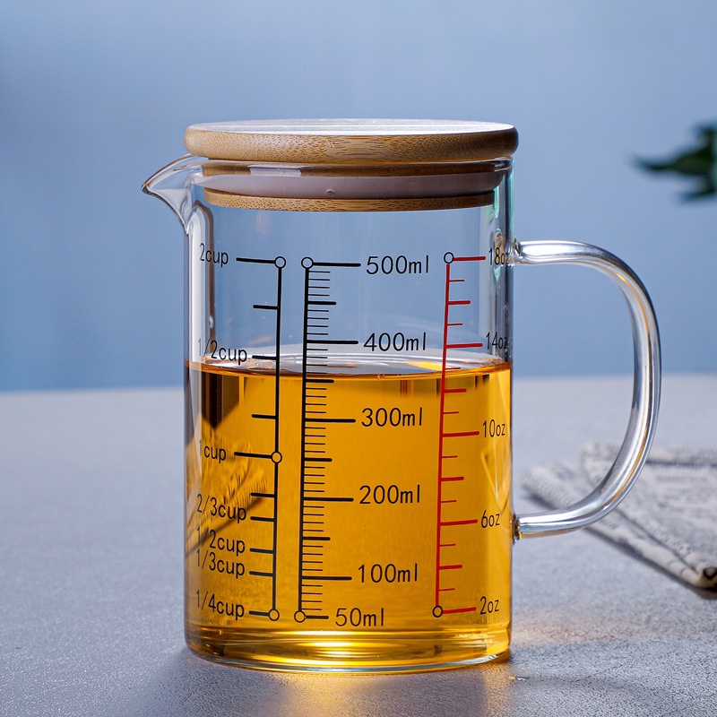 Glass Measuring Cup Household Food Grade High Borosilicate Glass Glass Convenient Durable Measuring Tools And Scales With Handle: Dark Khaki