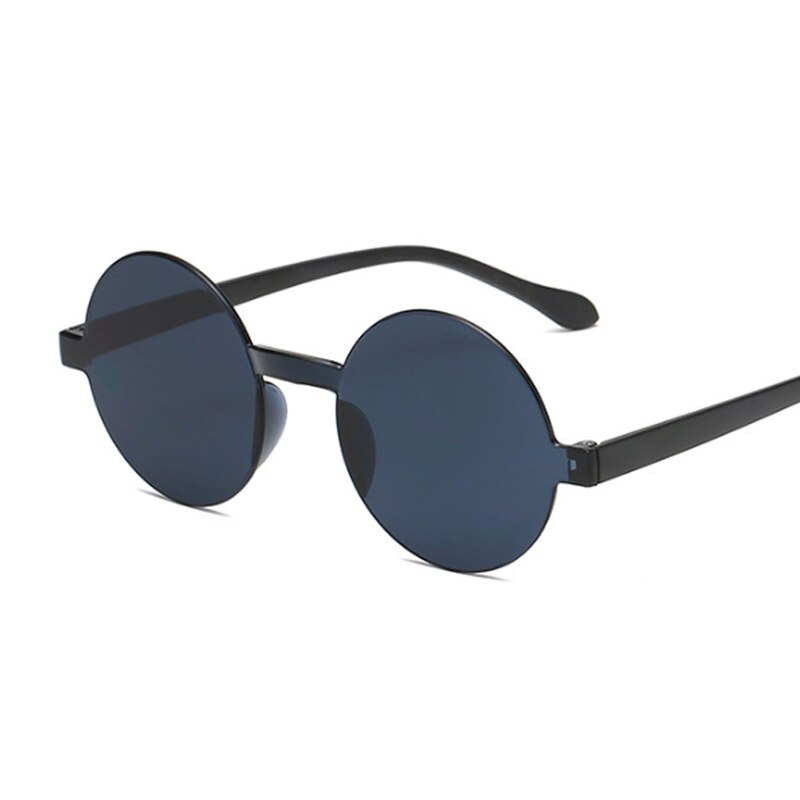Gafas De Sol redondas y negras Vintage para mujer, De femeninos De anteojos De Sol, sin montura, De gelatina, De Color transparente con espejo