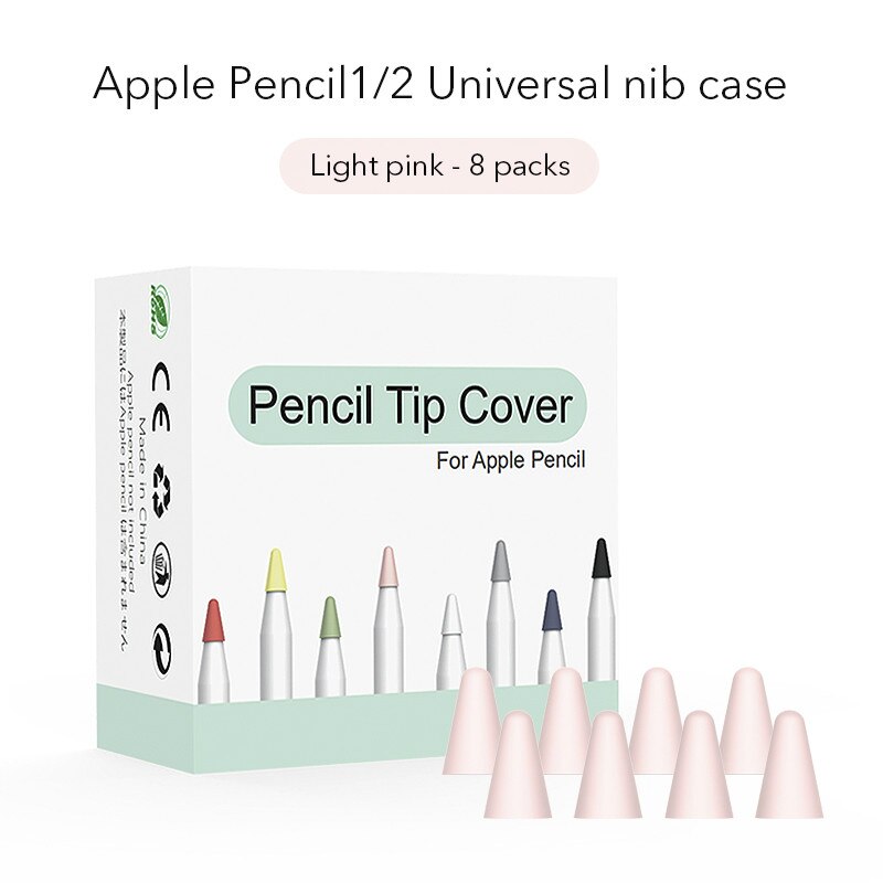 8 stuks potloodpuntbeschermers voor apple pencil 2nd, 1st mute siliconen penpuntbeschermer voor potloodhoes, screenprotector voor ipad pro-hoes