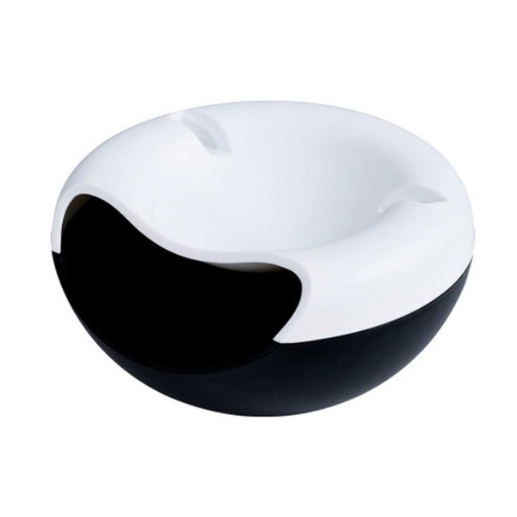 Plastique Double couche fruits secs Melon graines noix conteneurs collations stockage support de la boîte plat organisateur avec support de téléphone portable: Black  white