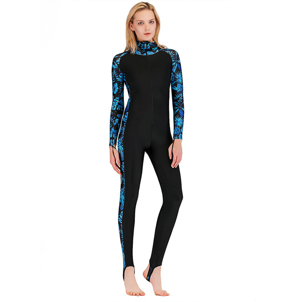 Women One-Piece Sunscreen Long-Sleeve Surfing Suit Slimming And Quick-Drying Swimming Snorkeling Surfing Suit UPF 50+