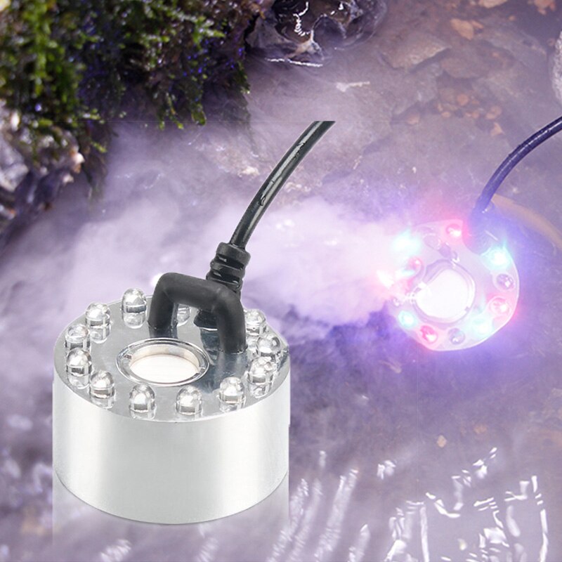 Aquarium 24W Nebel Nebel Hersteller 12LEDs licht Brunnen Steingarten Wasserfall Zerstäuber für Fischteich Schreibtisch Deko, simulieren morgen Tau nebel