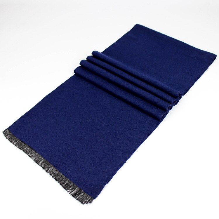 180*30 CM bufandas para hombre Otoño Invierno bufandas de terciopelo color puro cuello de Cachemira para hombre bufanda larga cálida de: Navy